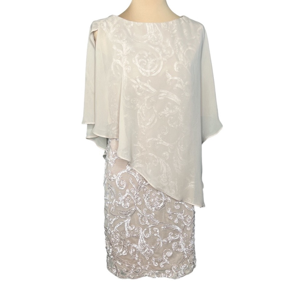 SD Collection Women's 1 Pc Sleeveless Chiffon Overlay Soutache Dress. Size 10